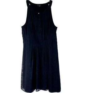THEORY sz 10 Black Silk Viscose Burnt Out Sleeveless Dress Flowy Lined